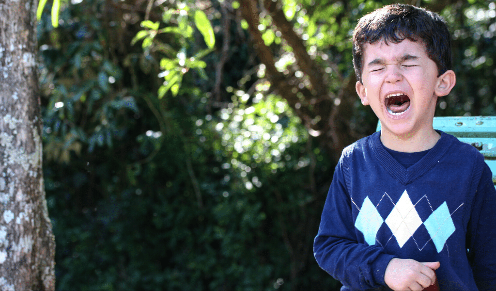 child having a tantrum outdoors