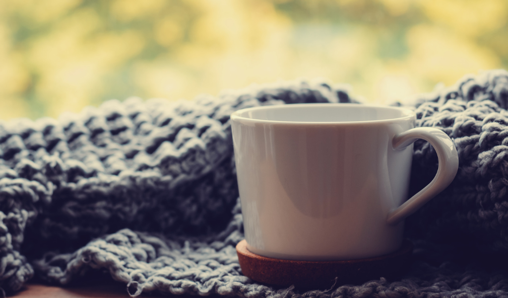 cup of coffee and cosy blanket