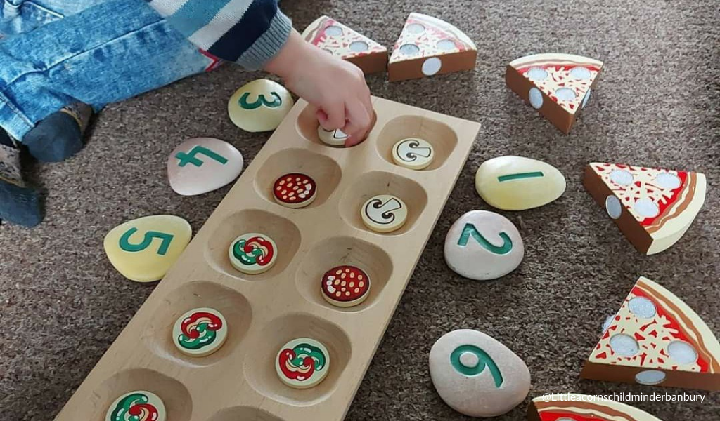 child playing with numbers