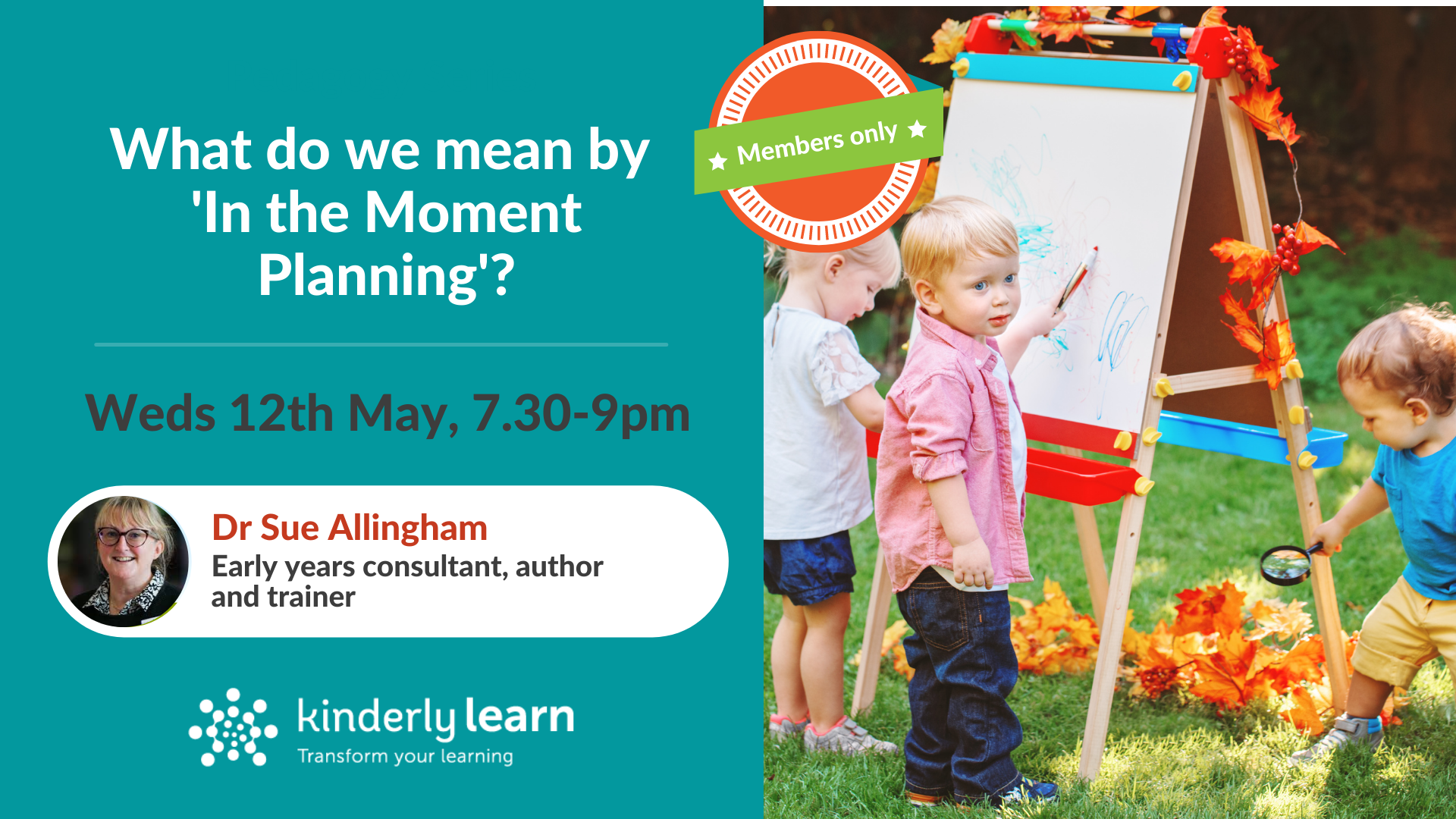 promotional image for dr sue allingham kinderly webinar