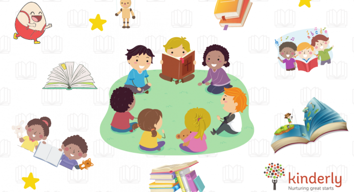 Children in circle reading