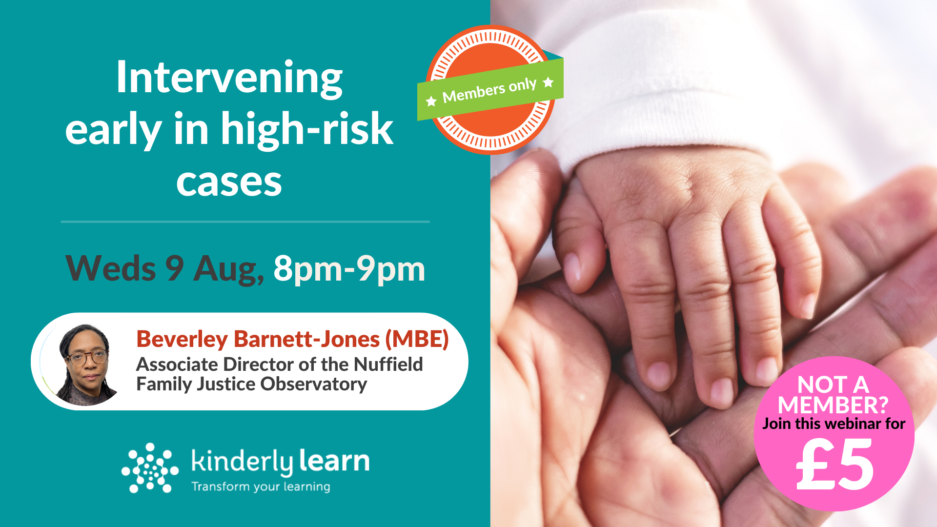 Babies hand graphic promoting webinar on intervention