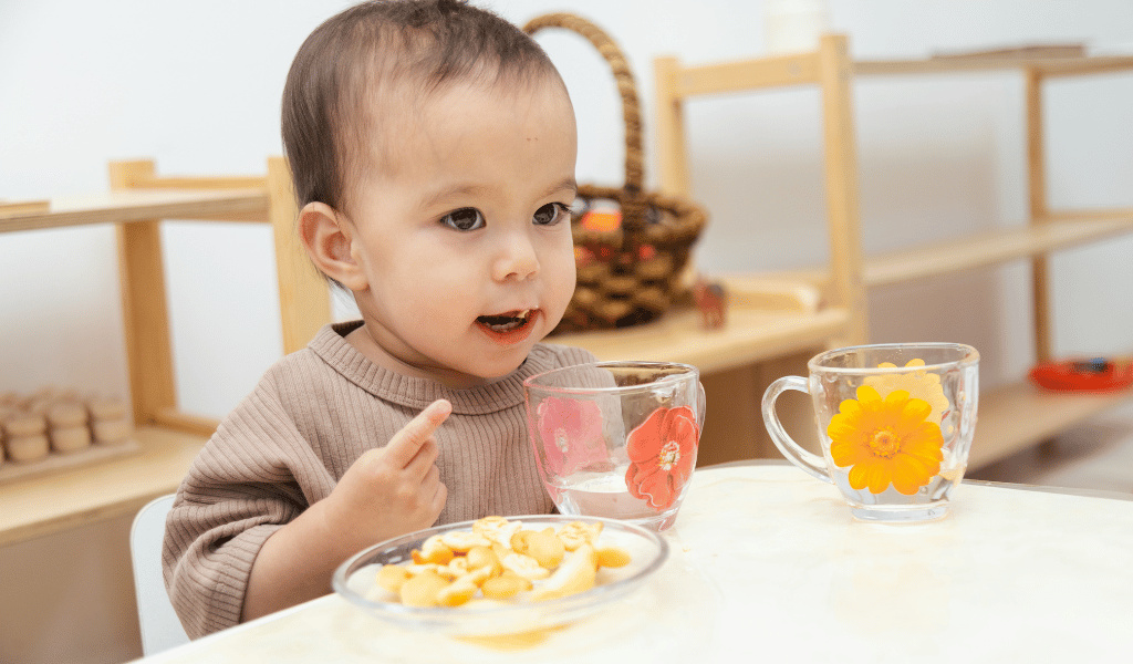 baby eating at nursery