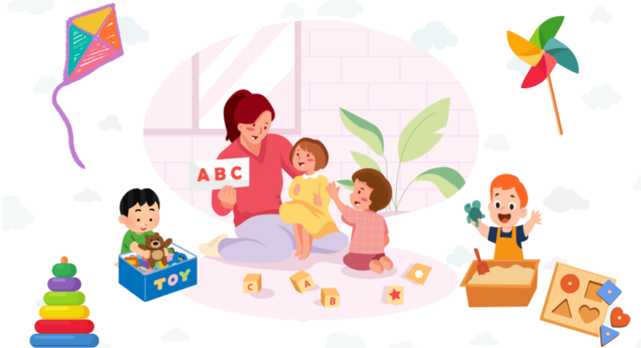 curriculum image of childminder teaching kids