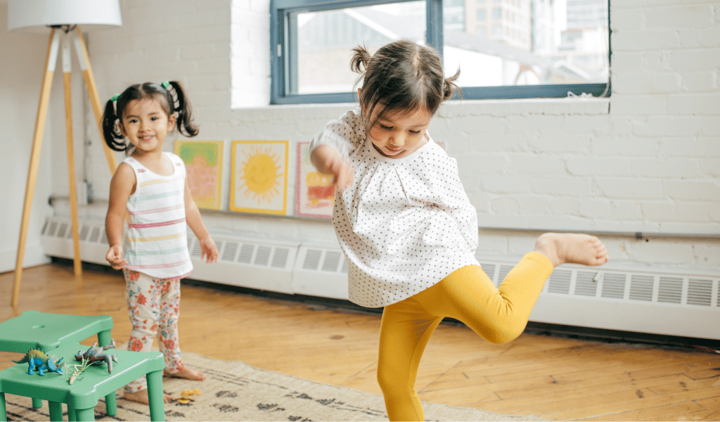 children stretching at nursery