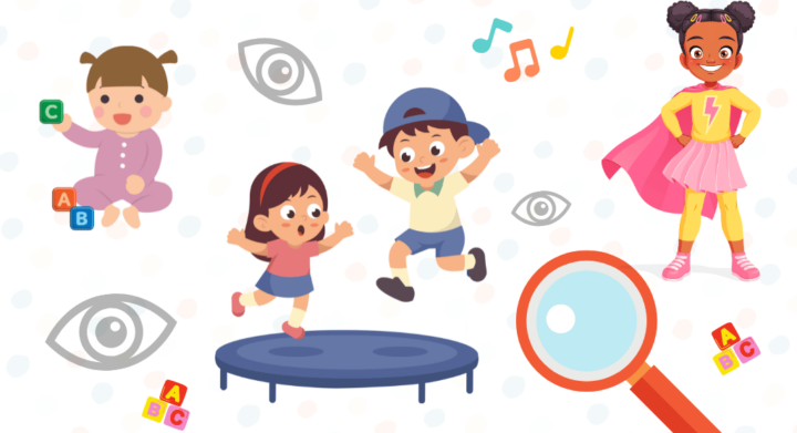 children playing on a trampolin each unique with their own super powers