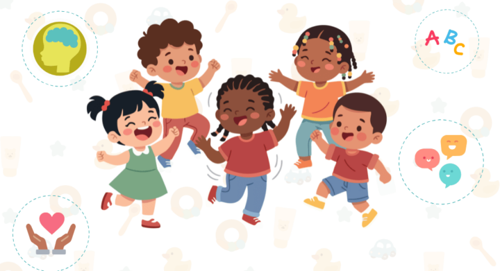children moving and dancing
