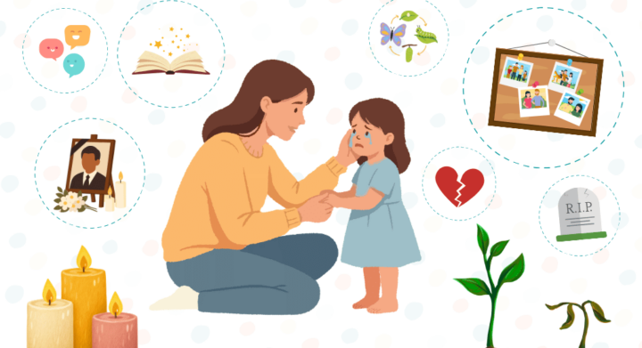 childminder consoling a child who's bereaved